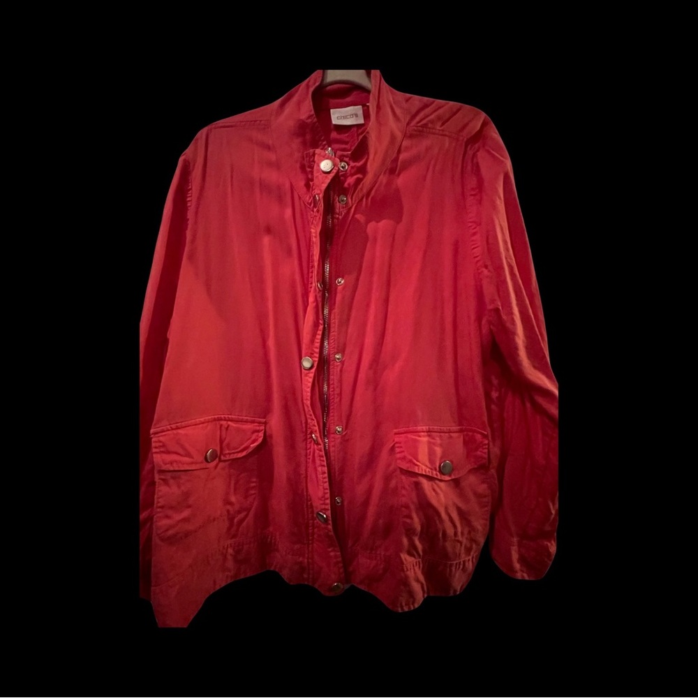 Chicos Lightweight Zip/Snap Jacket With Roll Up S… - image 3